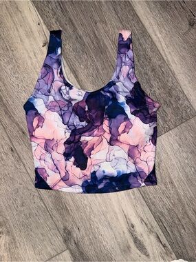 GAIAM Pink & Purple Watercolor Sports Bra
